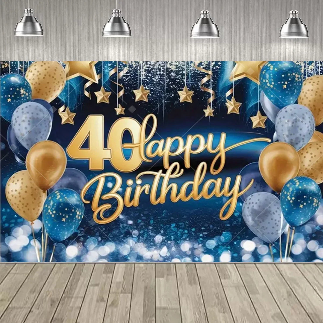 Luxurious 40th Birthday Happy Party Decoration Backdrop Wall Balloon Gift Decor 2D Flat 40th Birthday Party Celebration Banner