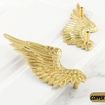Brass Solid Wardrobe Handle Golden Creative Angel Wing Decoration Accessories Home Decoration Kitchen Cabinet Door Handle