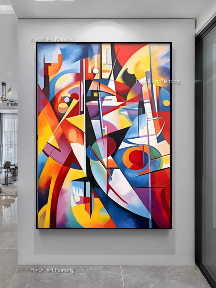 Hand painted Oil painting Wassily Kandinsky Abstract Canvas Art Paintings Famous Artwork Wall Pictures for for sitting room