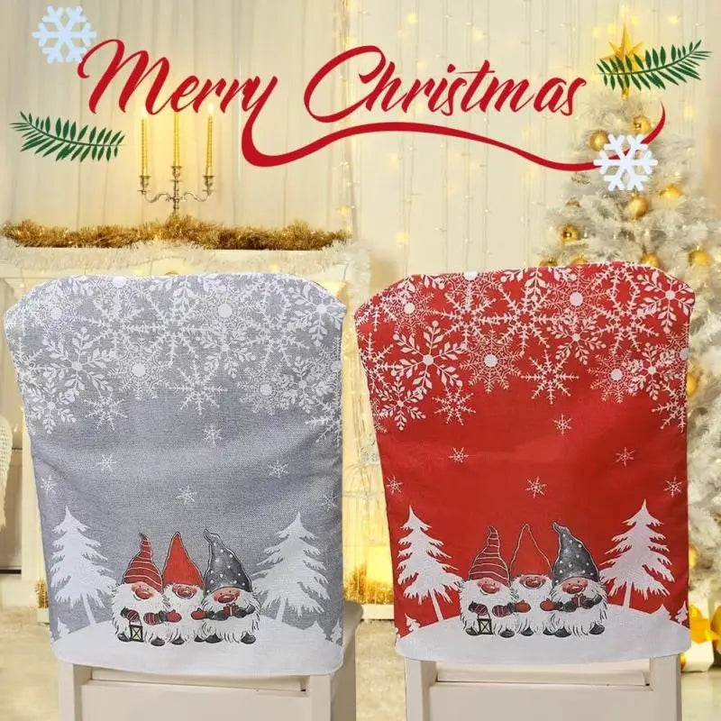 New 2/1PC Christmas Chair Cover Thick Chair Back Cover Festive Chair Back Covers Washable for Christmas Dining Room Decoration