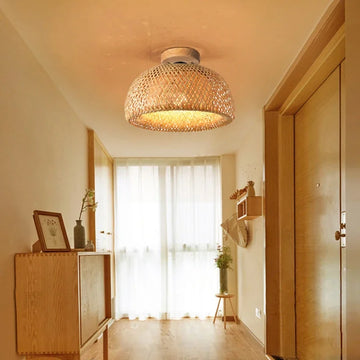 Modern Natural Bamboo Ceiling Lights E27 Minimalism Home Creative Lighting Chinese Zen Tea Room Aisle Decor Cage Lamp Fixtures