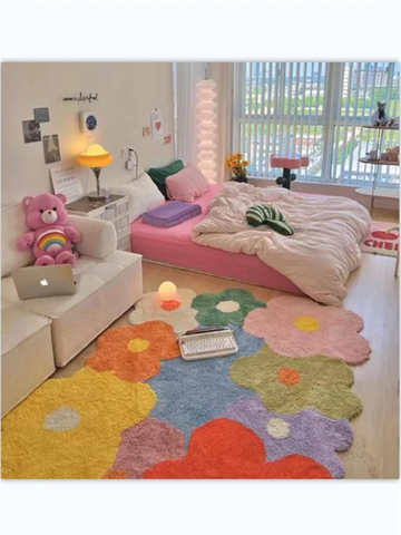 Flower Carpet Modern Simple Sle Bedroom Living Room Sofa Coffee Table Area Rug Home Use Room Mat under Foot Pad