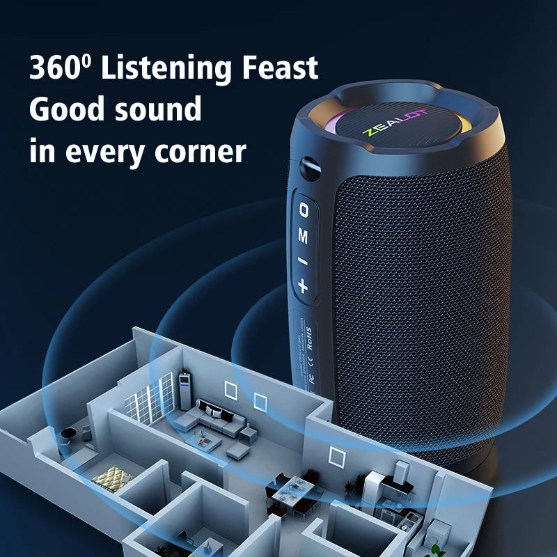 ZEALOT-S49 Portable Bluetooth Speaker 20W IPX7 Waterproof Powerful Sound Box Bass Boost Dual Pairing True Wireles Stereo Outdoor