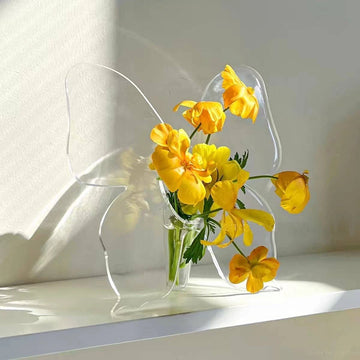 Acrylic Butterfly Frame Vase INS Modern Flower Vase Minimalist Clear Butterfly Vase Art Flower Holder Aesthetic Vase Home Decor