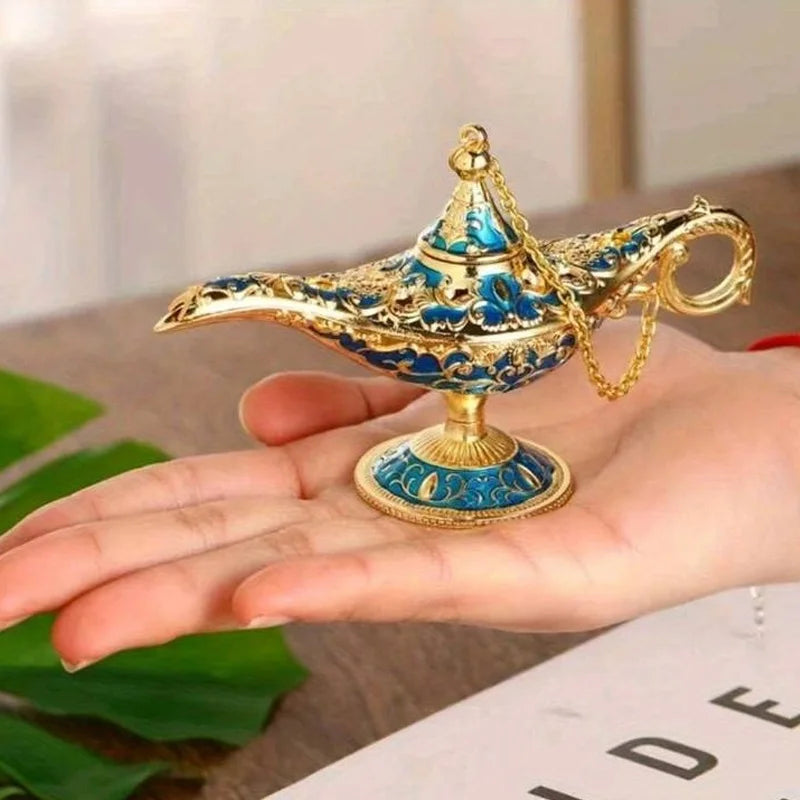 1PCS Aladdin Lamp Decorative Ornament Large European Retro Home Decoration Metal Decoration Russian Ing Lamp Holiday Gift