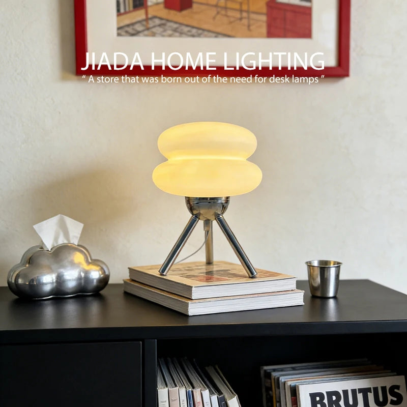 Cream Style Glass Table Lamp Hamburg Medieval Murano Glass Vintage Nordic Bedroom Bedside Decorative Table Lamp
