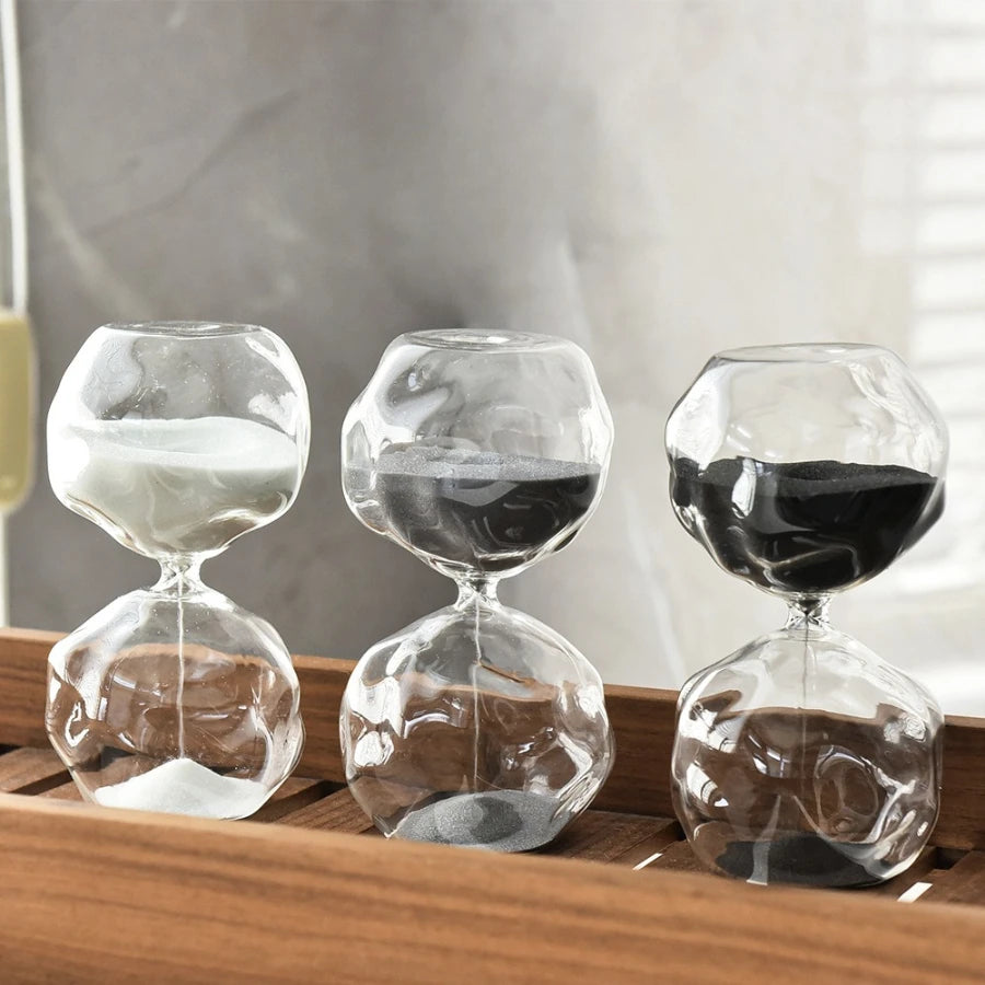 Scandinavian Modern Glass Hourglass 30-Minute Sand Timer  Artistic Desk Decor for Office Home Minimalist Gift Idea Sand Clock