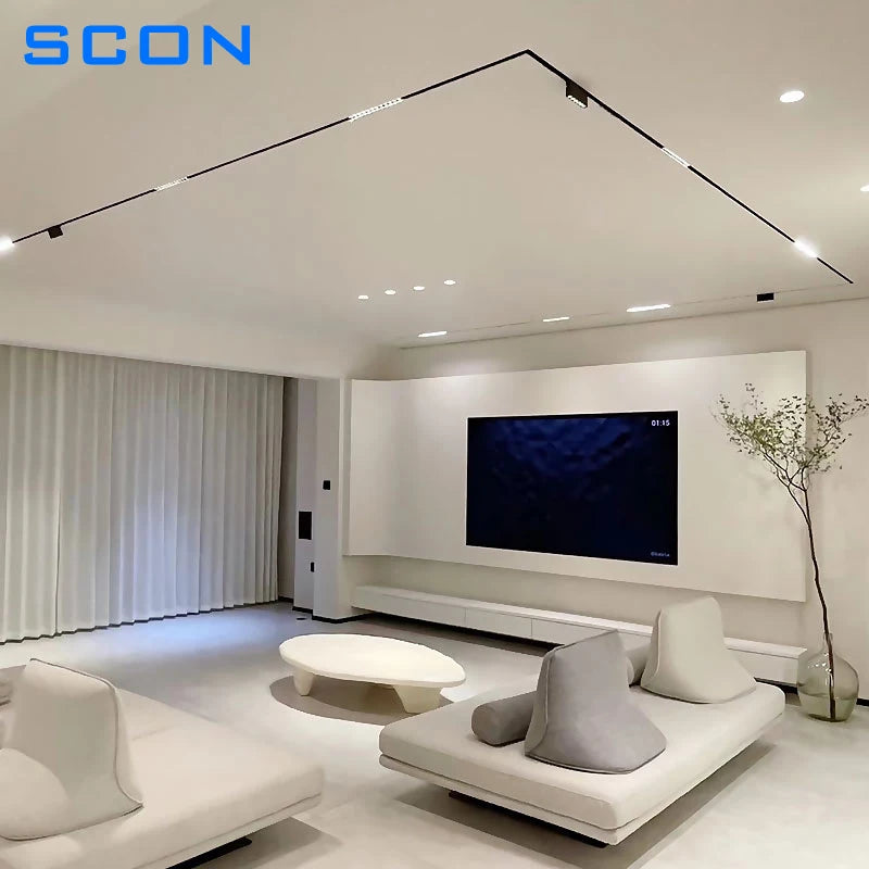 SCON 7W 10W 15W 18W Recessed Magnetic Track Light Grille Flood Lamp Modern LED Spotlight DC24V/AC110-240V Ceiling Lighting