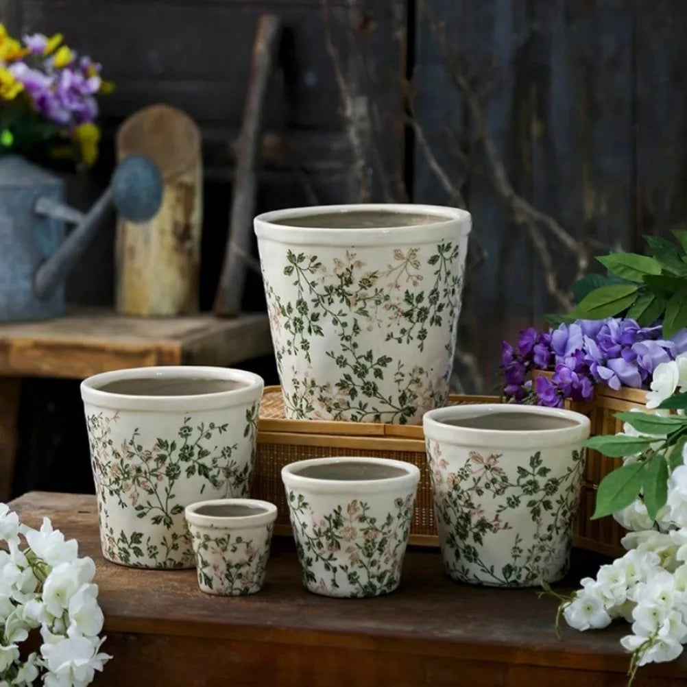 Vintage Outdoor Ceramic Pots for Plants Plant Ceramic Flowerpot Creative Countryside Green Rose Pots for Large Plants Gardening
