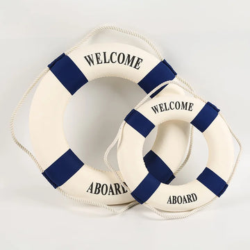 Nautical Style Welcome Decorative Red Blue Life Buoy Home Marine Beach Wall Decoration Life Buoy Crafts Living Room Decoration