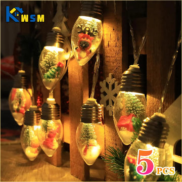 5PCS Christmas Doll Lights String Christmas Tree LED Indoor Decoration Lights Christmas Snowman Wishing Bottle Lights String