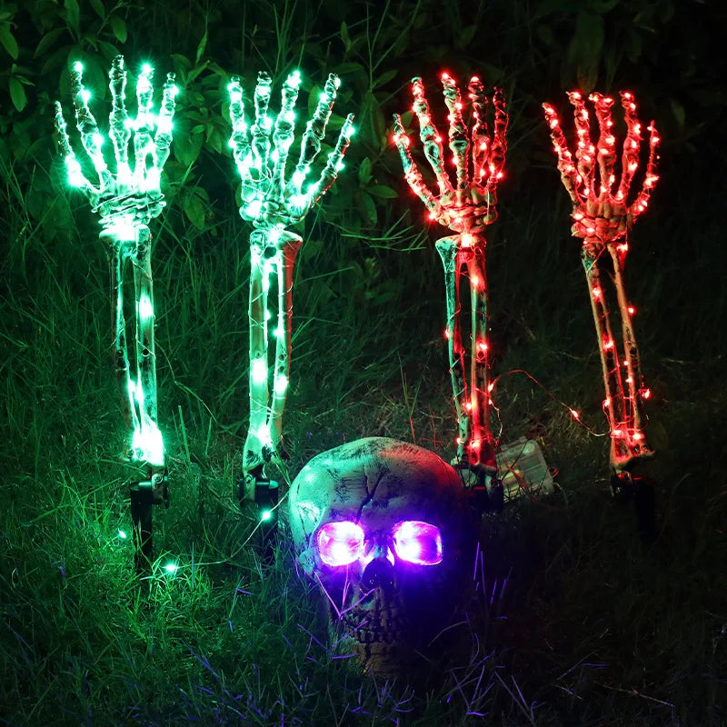 Halloween Simulation Skull Skull Hand Light Ghost Hand Garden Inserted Halloween Horror Decorations Haunted House Horror Props