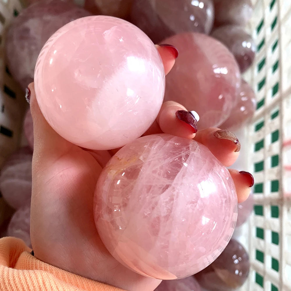 4-7cm Natural Big Crystal Ball Polished Massage Sphere Ball Reiki Healing Home Decoration Sphere Pink Crystal Stones Crafts