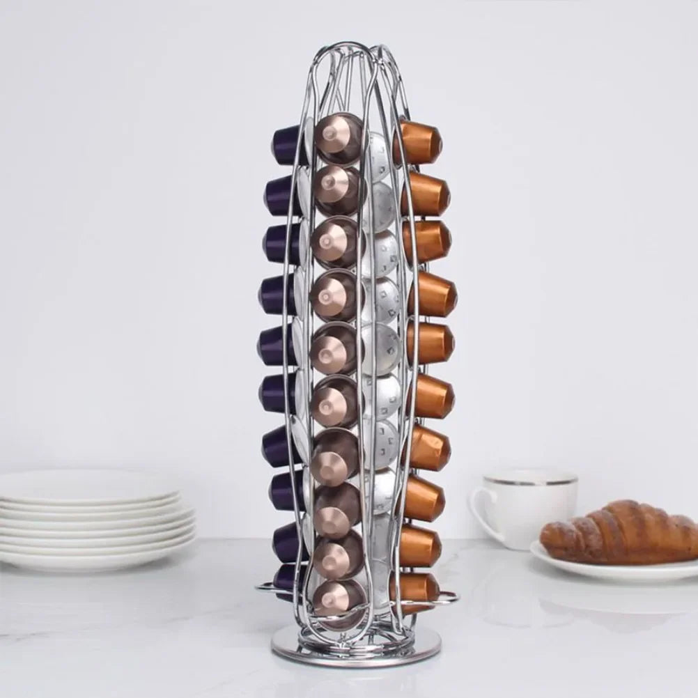 40 Pills Rotatable Coffee Capsules Pod Holder Capsule Coffee Rack 360 Degree Display Storage Rack Living Room Decorations