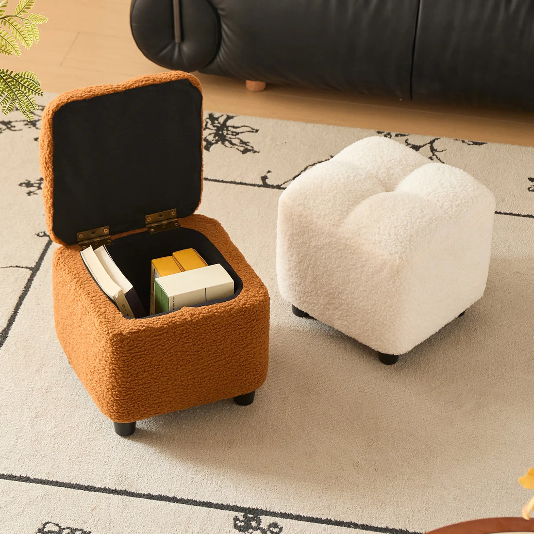 Creative Four Sided Soft Stool Storage Stool with Storage Capacity Bedroom Vanity Chair Super Soft Footstep Stool Home Furniture