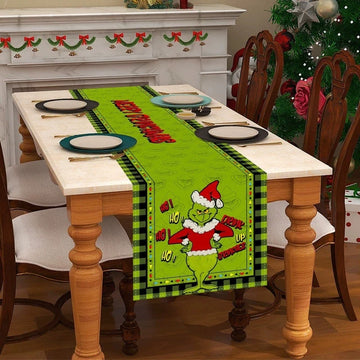Navidad Decorationes Para El Hogar Linen Green Christmas Table Runner Merry Tablecloth Christmas Xmas Holiday Table