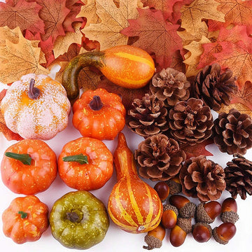 50Pcs Thanksgiving Mini Simulation Pumpkins Artificial Foam Pumpkin Home Fake Vegetable Xmas Thanksgiving DIY Photo Props