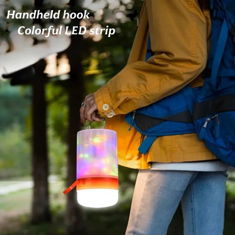 Portable Camping Lights USB Rechargeable LED String Fairy Lamp Colorful Tent Night Light Holiday Atmosphere Christmas Decoration