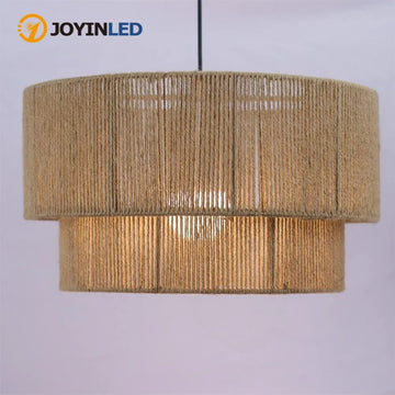 JOYINLED 2-Layers Hand Woven LED Chandelier 45CM E27 for Dining Room Kitchen Pendant Light Home Decor Hanging Light Fixture