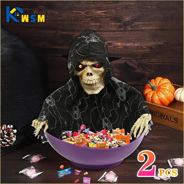 Halloween Candy Bowl Electric Fruit Tray Haunted Party Props Skeleton Bowl for Trick or Treating Halloween Party Decoration
