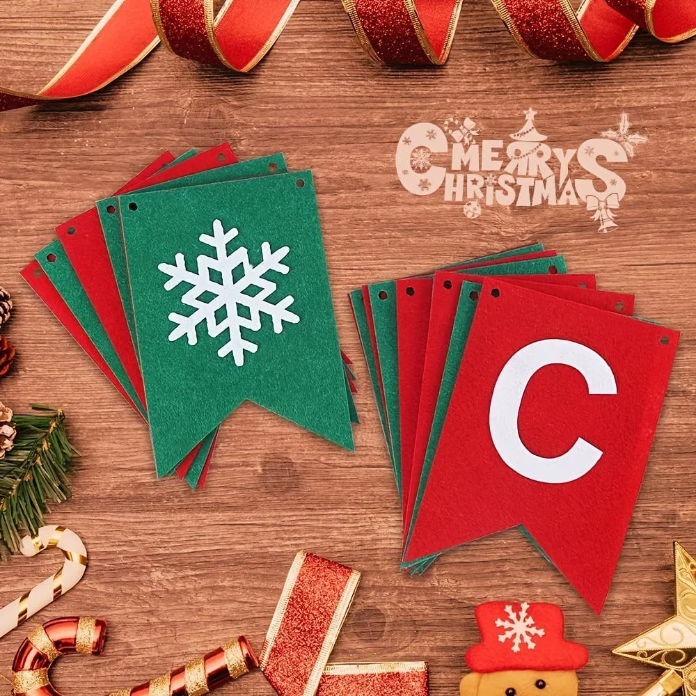 Felt christmas flag banner christmas party venue decoration hang flag