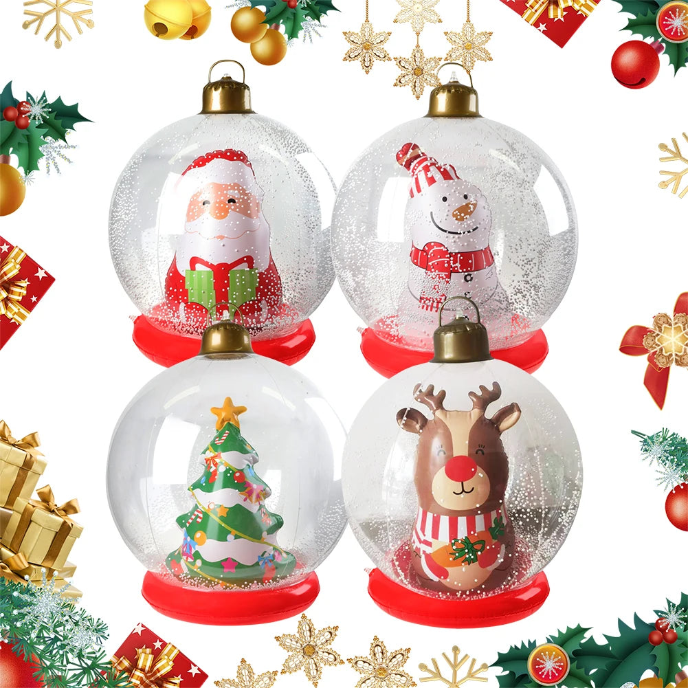 60cm Giant Inflatable Christmas Ball with Lights Remote Control Giant Luminous Inflatable Christmas Ball Outdoor Christmas Decor