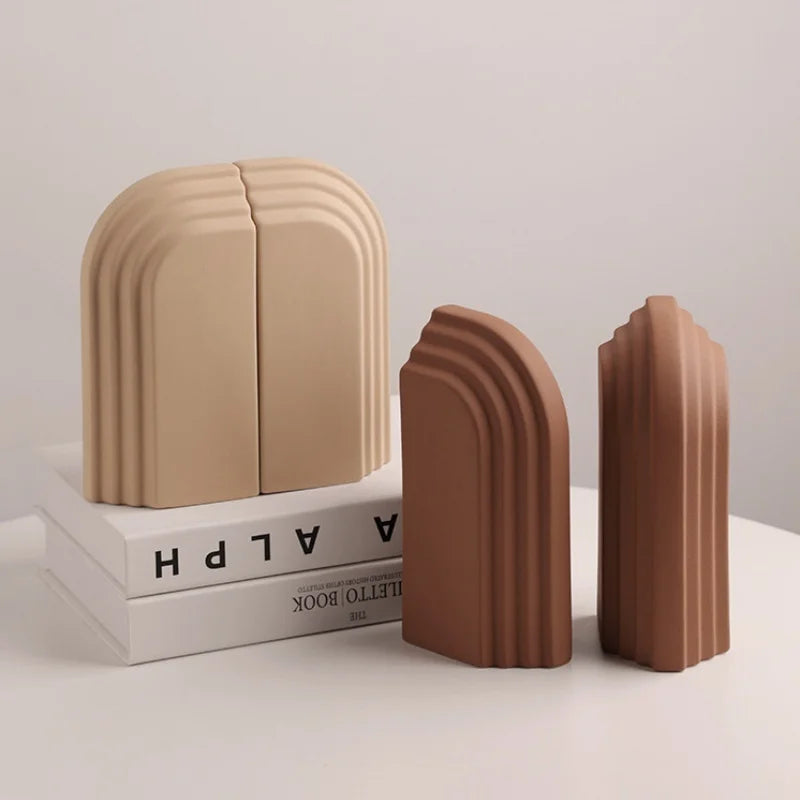 Ceramic Arch Ornaments Design Bookends Minimalist Geometry Bookshelf Ornament Desktop Decorative Handmade Handicraft Shelf Decor