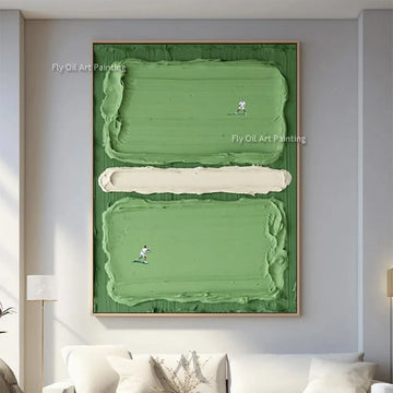Light Green White Abstract Canvas Wall Art Simplism Artwork Hand Drawn New Orange Brown Oil Painting For Living Room Decor