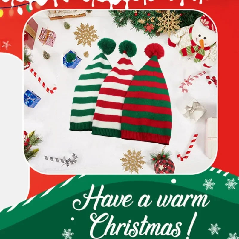 Christmas Knitted Wool Hat Winter Thickened Warm Hat Hairball Long Tail Hat Witch Hat Ladies Hat Christmas Gift Decoration