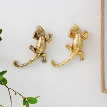 1PC, European retro resin material lizard wall hanging decoration, retro gold and gold wall hanging decoration