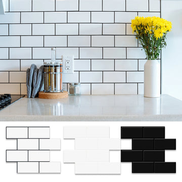 10 Sheets Big Tiles Peel and Stick Wall Stickers Brick Vinyl Wallpaper Waterproof Kitchen  Bathroom Backsplash Home Decor