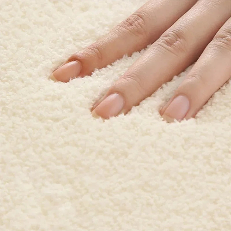 Light Luxury Round Rug Minimalist Cream Rugs for Bedroom Fluffy Soft Living Room Carpet Home Imitation Cashmere Carpet Plush Mat