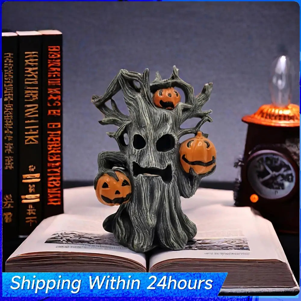 Halloween Ghost Ornament Creative Pumpkin Tree Style Resin Ornament Home Living Room Bedroom Office Desktop Decoration