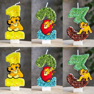 Anime Lion King Simba Candle 0-9 Number Birthday Cake Decorations Kids Baby Shower Anniversary Party Candles Scene Supplies