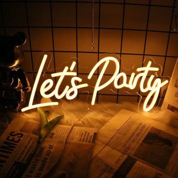 UponRay Lets Party Neon Sign LED Lamps Garden Birthday Bar Club Pub Prom Party Aesthetic Art Wall Decor Gift USB Lamps