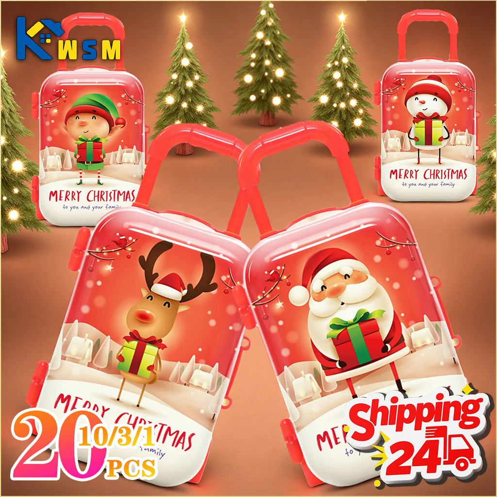 1-20PCS Christmas Mini Trolley Candy Box Cartoon Coin Purse Creative Kids Holiday Gift Box Party Favor Christmas Decoration