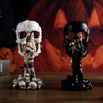 Halloween Skull Mask Palm Candlestick Resin Ornament Horror Room Escape Tabletop Decorative Props