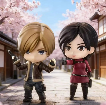 New #2761 #2337 Ada Wong & Leon S. Kennedy Resident Evil Anime Figure Set  Swappable Faces Movable Joints Action Figure For Gift