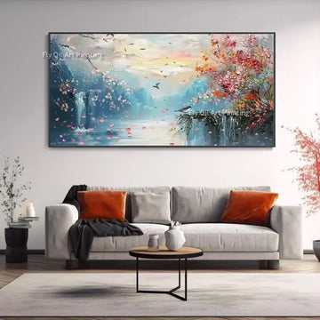 Hand Painted 3D Textured Oil Paintings On Canvas Wall Art Summer Pasture White Flower And Leaf Botanical Abstract Modern Unframe