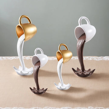 1PC, a three-dimensional suspended anti-gravity tipping coffee cup decorative item made of resin.