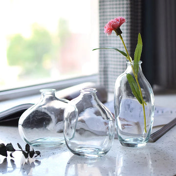 Transparent Glass Vase Flower Vase Decorative Hydroponic Plant Flower Vase Retro Desktop Flowers Bottle Room Decorate Vase 화병