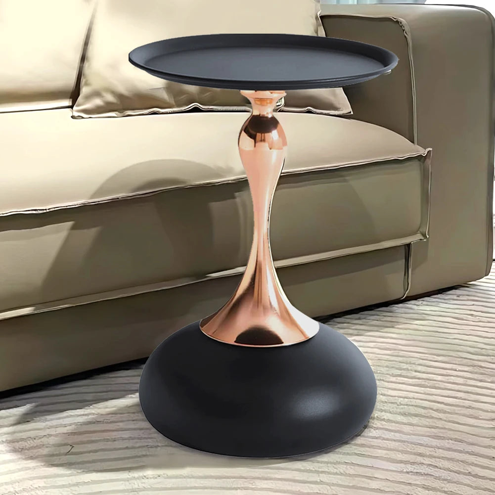 Metal Base Corner Table Large Capacity Movable Tea Table Wear Resist Black Modern Table for Living Room Decoration Furniture