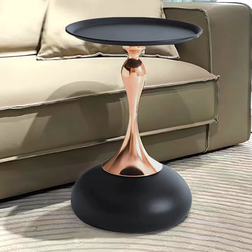 Metal Base Corner Table Large Capacity Movable Tea Table Wear Resist Black Modern Table for Living Room Decoration Furniture