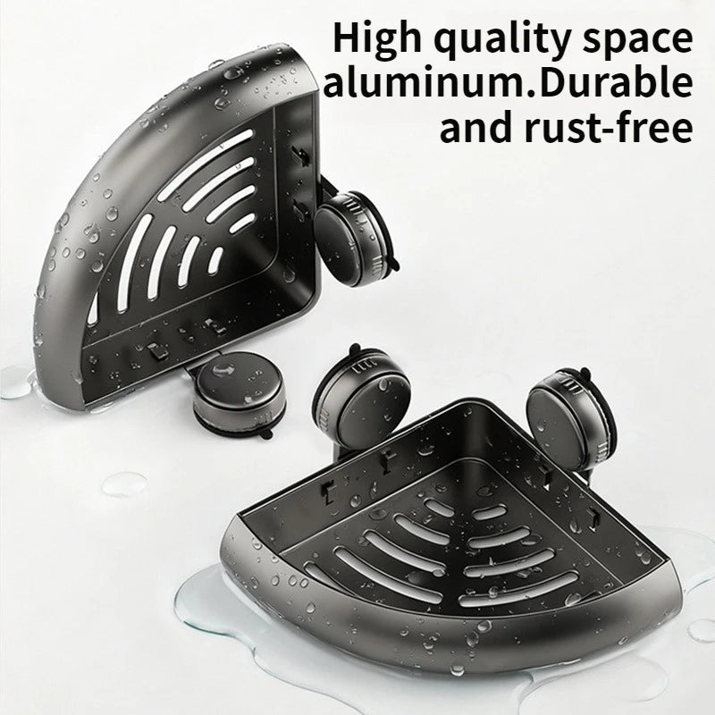 Suction Cup Bathroom Organizer Rack Wall-Mounted Toilet Triangle Corner Storage Shelf No-Drilling Required for Washstand