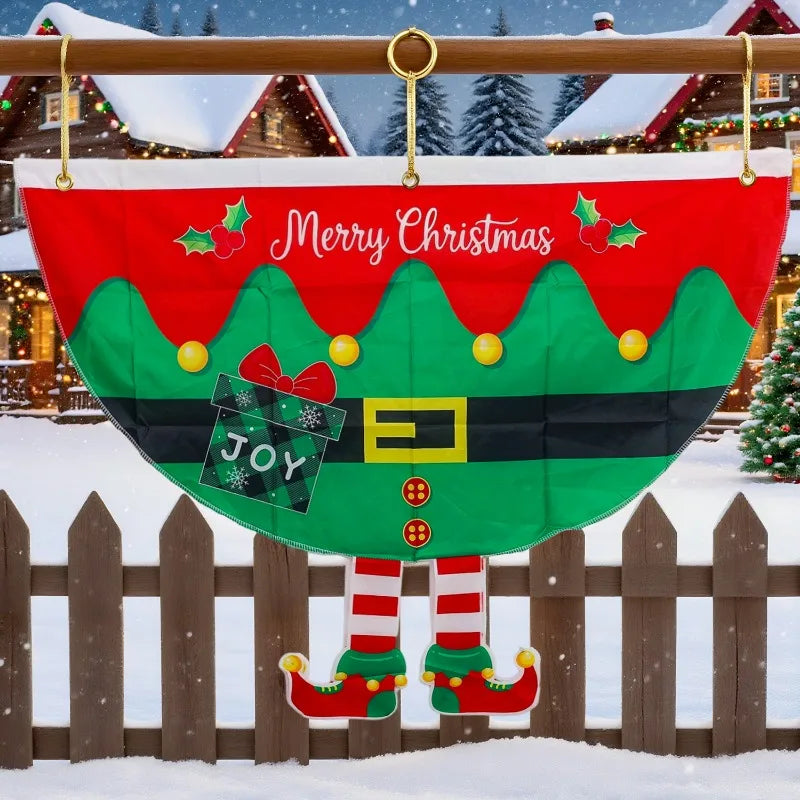 Christmas Outdoor Fan-shaped Flag Banner Christmas Decoration For Home Drop Ornament Xmas Navidad Gifts New Year Party Supplies