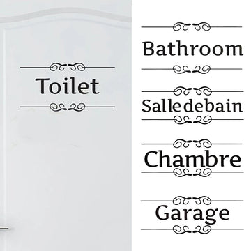 French Version Bathroom Toilet Sign Vinyl Sticker Decals WC Sign Entrance Sign Door Decal For France Home Decorative Stickers