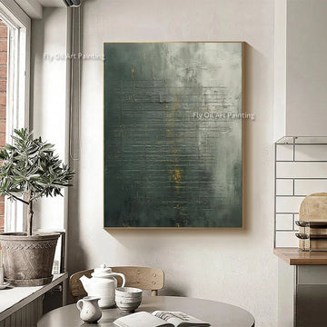 Large Simplism Artwork Handpainted Green Grey Wall Art On Canvas Original Blue Grey White Abstract Oil Paintig For Home Decor