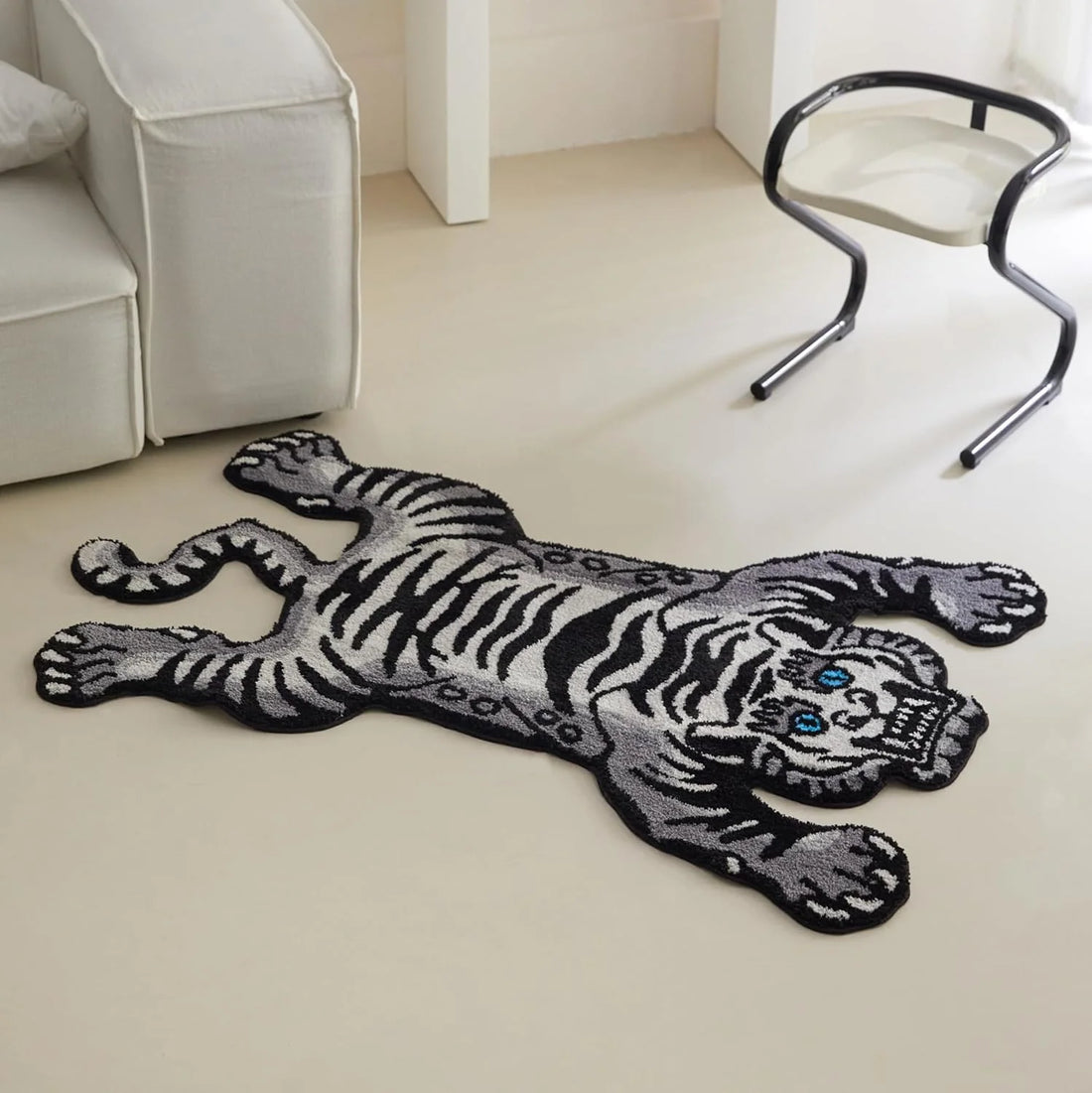 VIKAMA Domineering Tiger Plush Non-slip Floor Mat Carpet Household Multi-scene Applicable Living Room Bedroom Kitchen Bedside
