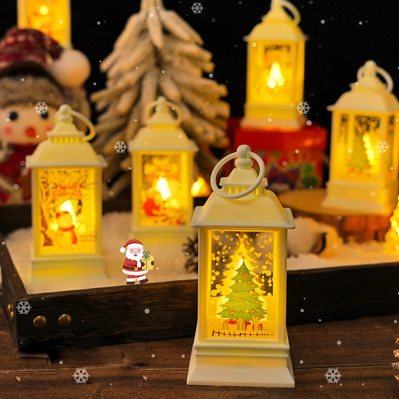 3/4pcs random Wind Lights Christmas Cartoon Santa Claus/Snowman Model Create Atmosphere Hanging Xmas Lanterns,Christmas Pendant