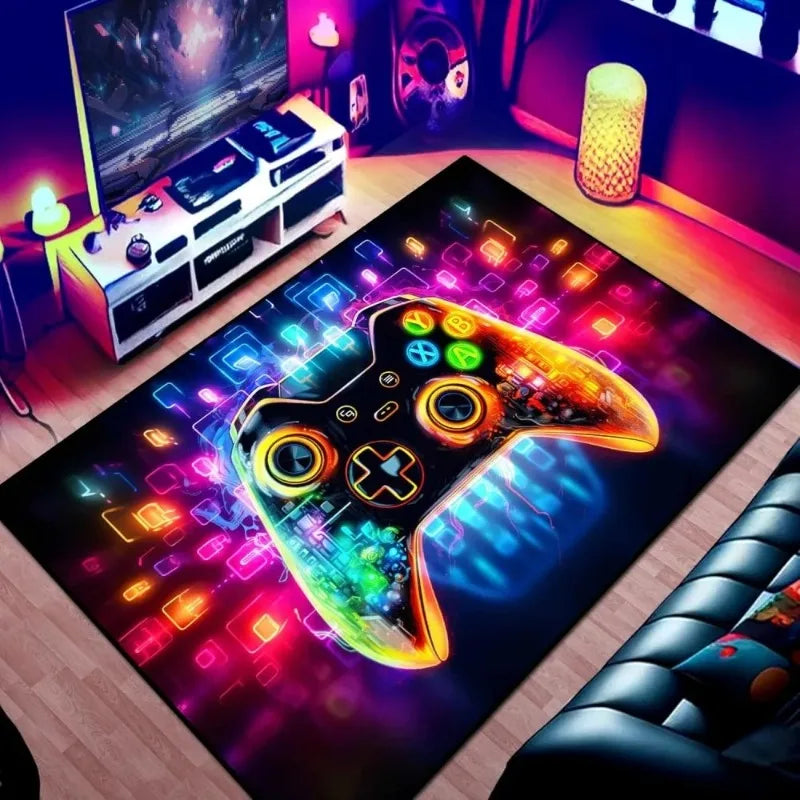 3D Transparent Gamepad Controller Rug Vibrant Carpet for Game Room Add  Bedrooms and Playrooms with This Durable Floor Mat